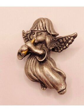 Vintage Daria Angel Cherub  Pewter Pin Brooch -37B
